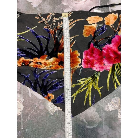 Revolve WeWoreWhat Focked Velvet Cowl Top V-Hem Floral Black Multi Womens M NWT - Picture 7 of 9